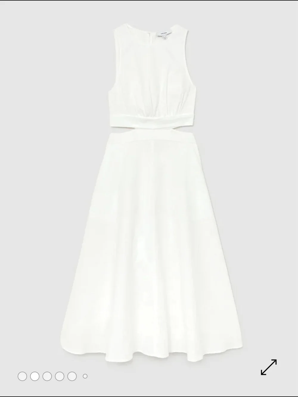 Reiss Hazel Linen Cutout Midi Dress Ivory 2 $310 - Picture 3 of 7